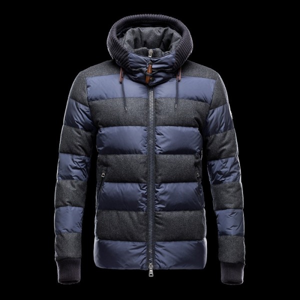 Moncler Slim blu e berretto nero e Slash corta da uomo Cappotti uscita